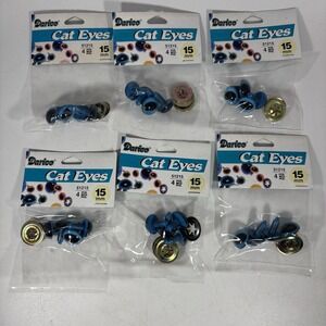 Vintage 15mm Blue Plastic Animal Cat‎ Dragon Eyes 12 pairs 6 Packs New Sealed